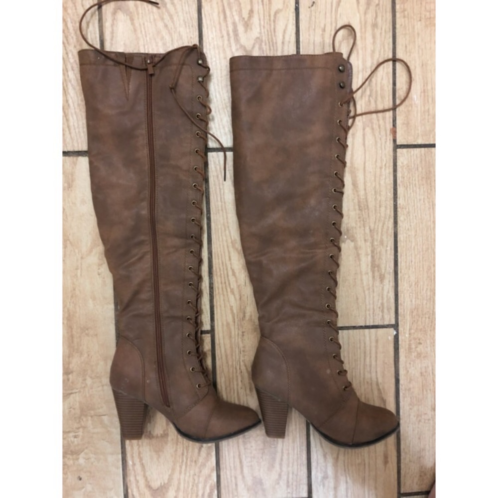 thigh high boots lace up